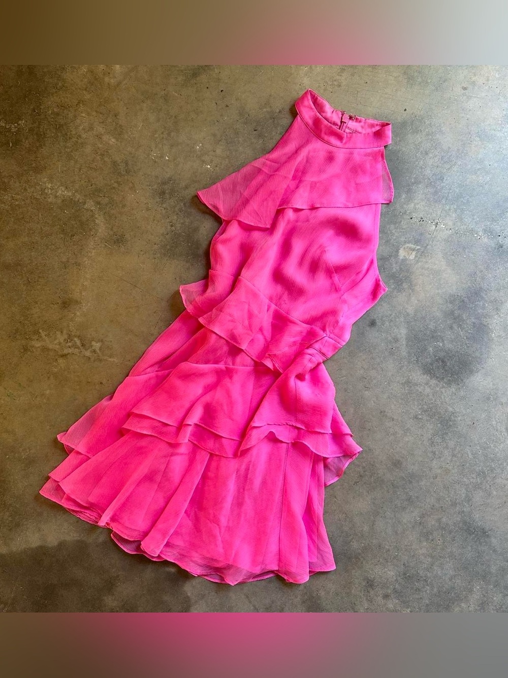 Bebe Y2K hot pink ruffle halter dress